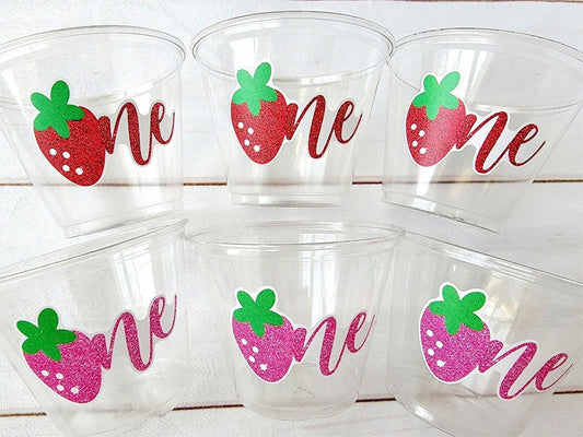 STRAWBERRY PARTY CUPS - Strawberry Birthday Cups Strawberry Cups First Birthday Strawberry One Party Decorations Strawberry Baby Shower