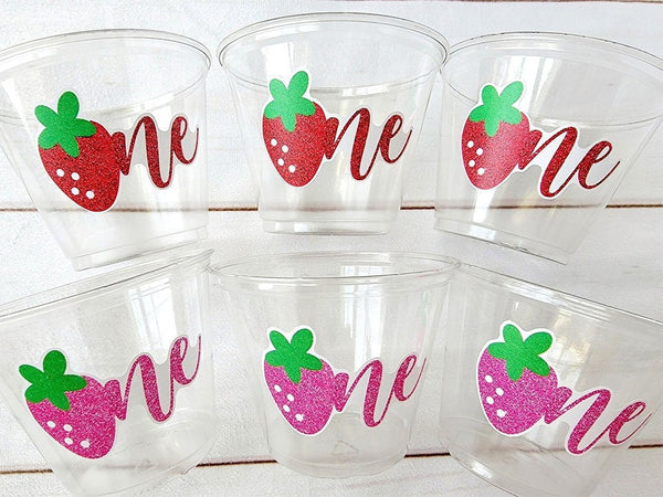 STRAWBERRY PARTY CUPS - Strawberry Birthday Cups Strawberry Cups First Birthday Strawberry One Party Decorations Strawberry Baby Shower