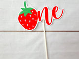 Strawberry Cake Topper - Strawberry Birthday Strawberry Party Strawberry Decorations Strawberry Centerpiece Sticks Strawberry First Birthday