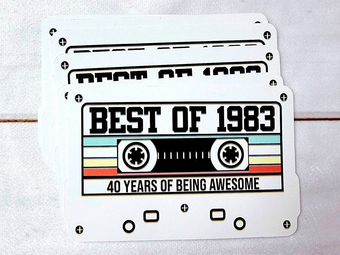 6 - 1983 40th Birthday Cassette Tape Cutouts for Cake Toppers Centerpieces Confetti Banners 40th Birthday Party Die Cuts 1983 Decoration DIY