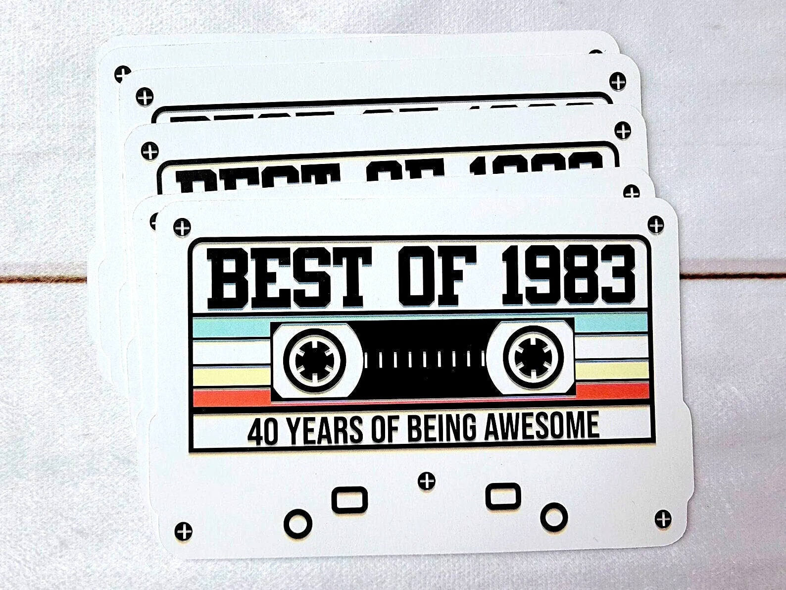 6 - 1983 40th Birthday Cassette Tape Cutouts for Cake Toppers Centerpieces Confetti Banners 40th Birthday Party Die Cuts 1983 Decoration DIY
