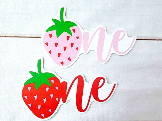 6 - STRAWBERRY ONE CUTOUTS Strawberry First Birthday Strawberry Die Cuts Strawberry Decorations Strawberry Decorations Berry Sweet Party 1st