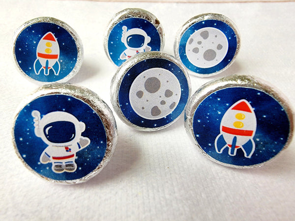 180 - Space Party Stickers Galaxy Party Stickers Space Birthday Candy Stickers Outer Space Birthday Favors Rocket Planet Astronaut Space