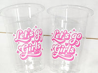 COWGIRL Let's Go Girls Party Cups Cowgirl Party Favor Cowgirl Bachelorette Party Cowgirl Birthday Rodeo Party Cow Print Hat Cups Disco
