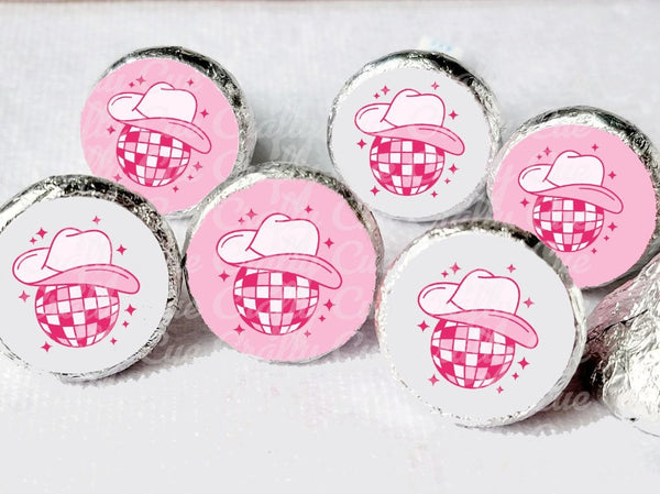 180 - DISCO COWGIRL PARTY Stickers Cowgirl Candy Stickers Rodeo Let's Go Girls Bachelorette Party Favor Stickers Candy Wrappers Disco Ball