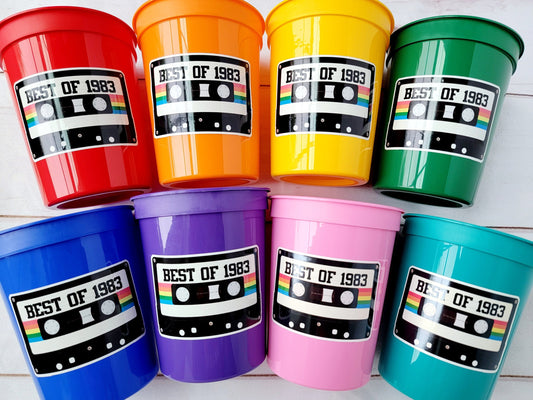 40th PARTY CUPS - Best of 1983 40th Birthday Party 40th Birthday Favors 40th Party Cups 40th Party Decorations 1983 Birthday 80's Party Cups