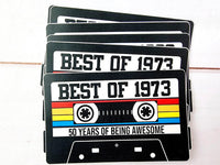 6 - 1973 50th Birthday Cassette Tape Cutouts for Cake Toppers Centerpieces Confetti Banners 50th Birthday Party Die Cuts 1973 Decoration DIY
