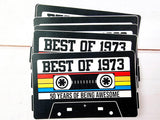 6 - 1973 50th Birthday Cassette Tape Cutouts for Cake Toppers Centerpieces Confetti Banners 50th Birthday Party Die Cuts 1973 Decoration DIY