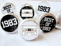 180 - 40th Birthday Cassette Tape Stickers 40th Birthday Party Favor Stickers for Candy Vintage 1983 40th Birthday Best of 1983 Birthday
