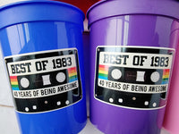 40th PARTY CUPS - Best of 1983 40th Birthday Party 40th Birthday Favors 40th Party Cups 40th Party Decorations 1983 Birthday 80's Party Cups