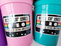 40th PARTY CUPS - Best of 1983 40th Birthday Party 40th Birthday Favors 40th Party Cups 40th Party Decorations 1983 Birthday 80's Party Cups