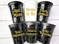 BRIDAL PARTY CUPS - Bachelorette Party Cups Black Bachelorette Cups Wedding Cups Bachelorette Party Favors Bride Babes Wedding Gifts Funny