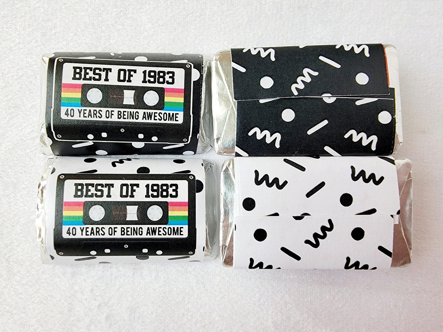30 - 40th Birthday Cassette Tape Stickers 40th Birthday Stickers or Mini Candy Bar Wrapper Vintage 40th Birthday Best of 1983 Birthday