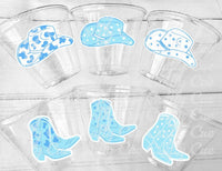 COWBOY PARTY CUPS -Cowboy Cups Cowboy Party Decorations Cowboy Baby Shower Decorations Baby Sprinkle Cowgirl Boots Birthday Decor Favor Blue