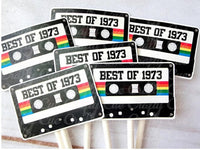 Cassette Tape Cupcake Toppers 50th Party Cupcake Toppers Best of 1973 50th Birthday Party 50th Birthday Cake Toppers 50th Party Decorations
