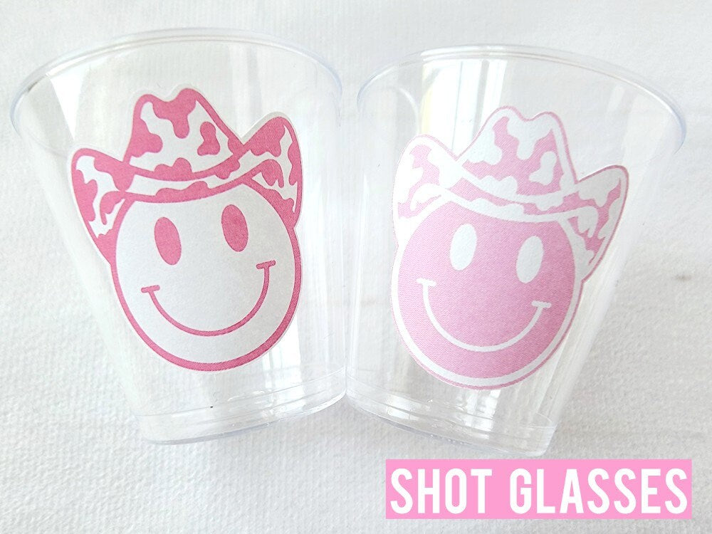 COWGIRL SMILEY Plastic Shot Glasses Cowgirl Party Shot Glasses Cowgirl Cups Cowgirl Party Decorations Cowgirl Bachelorette Shot Glass Cups