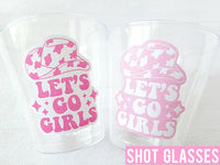 COWGIRL Let's Go Girls Plastic Shot Glasses Cowgirl Party Shot Glasses Cowgirl Cups Cowgirl Decorations Cowgirl Bachelorette Shot Glass Cups
