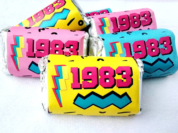 30 - 80s Party Stickers 40th Birthday Stickers 1983 Party Stickers for Mini Candy 40th Birthday Candy Wrapper Vintage 1983 Best of 1983