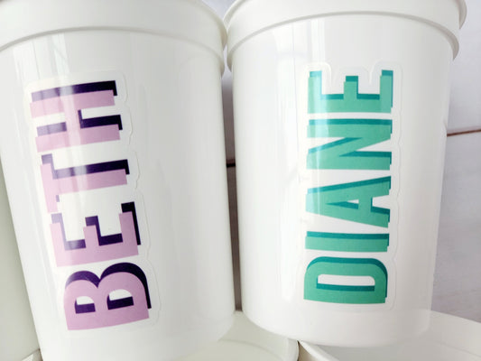 PERSONALIZED NAME CUPS Party Cups Bachelorette Party Cups Personalized Shadow Name Cup Customized Name Cups Personalized Name Birthday Gift