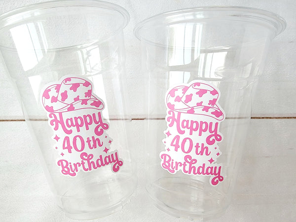 COWGIRL 40TH Birthday Cups 40th PARTY CUPS Let's Go Girls Howdy Rodeo 1983 40th Birthday Party 40th Birthday Favors 40th Birthday Cowgirl 40