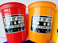40th PARTY CUPS - Best of 1983 40th Birthday Party 40th Birthday Favors 40th Party Cups 40th Party Decorations 1983 Birthday 80's Party Cups