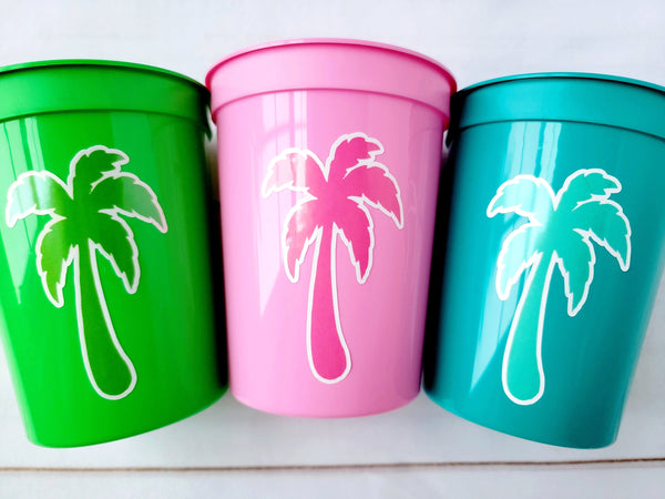 Palm Tree Bachelorette Cups Beach Bachelorette Party Cups Beach Party Favors Palm Tree Favors Beach Cups Palm Tree Party Favor Cups Beach