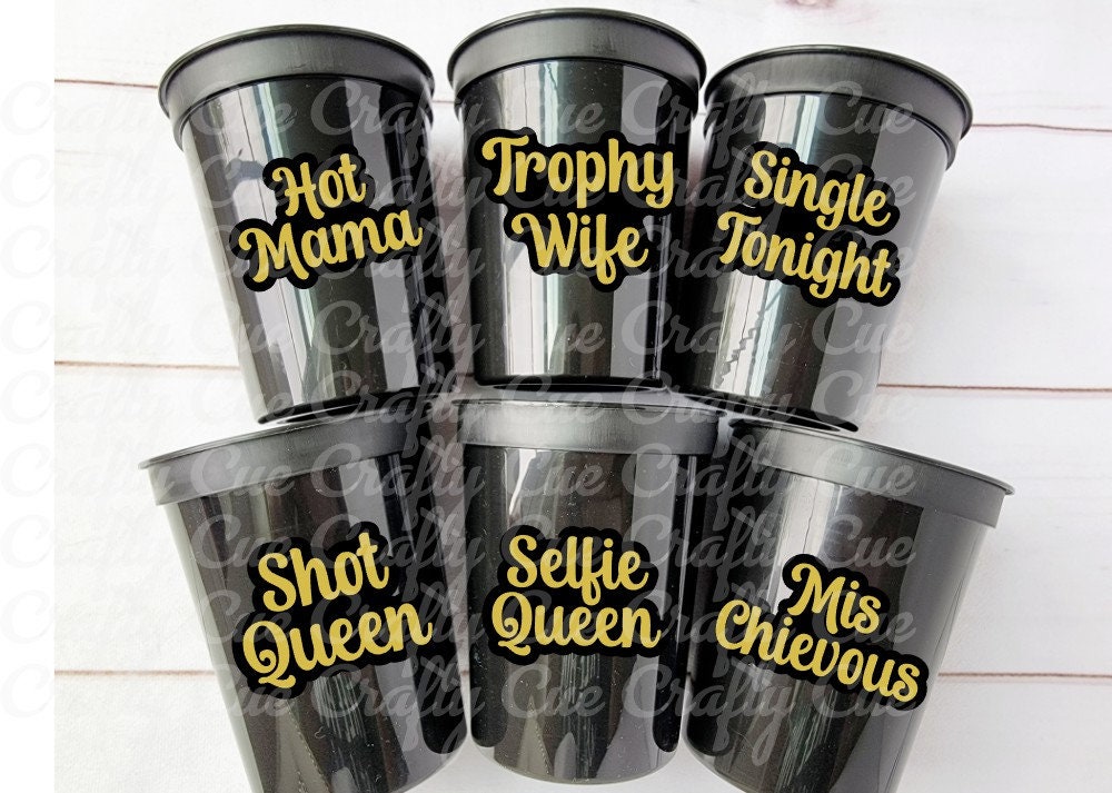 BRIDAL PARTY CUPS - Bachelorette Party Cups Black Bachelorette Cups Wedding Cups Bachelorette Party Favors Bride Babes Wedding Gifts Funny