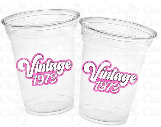 50th PARTY CUPS - 50 and Fabulous 50th Birthday Party 50th Birthday Favors Vintage 1973 Cups 50th Party Decorations 1973 Birthday Party Cups