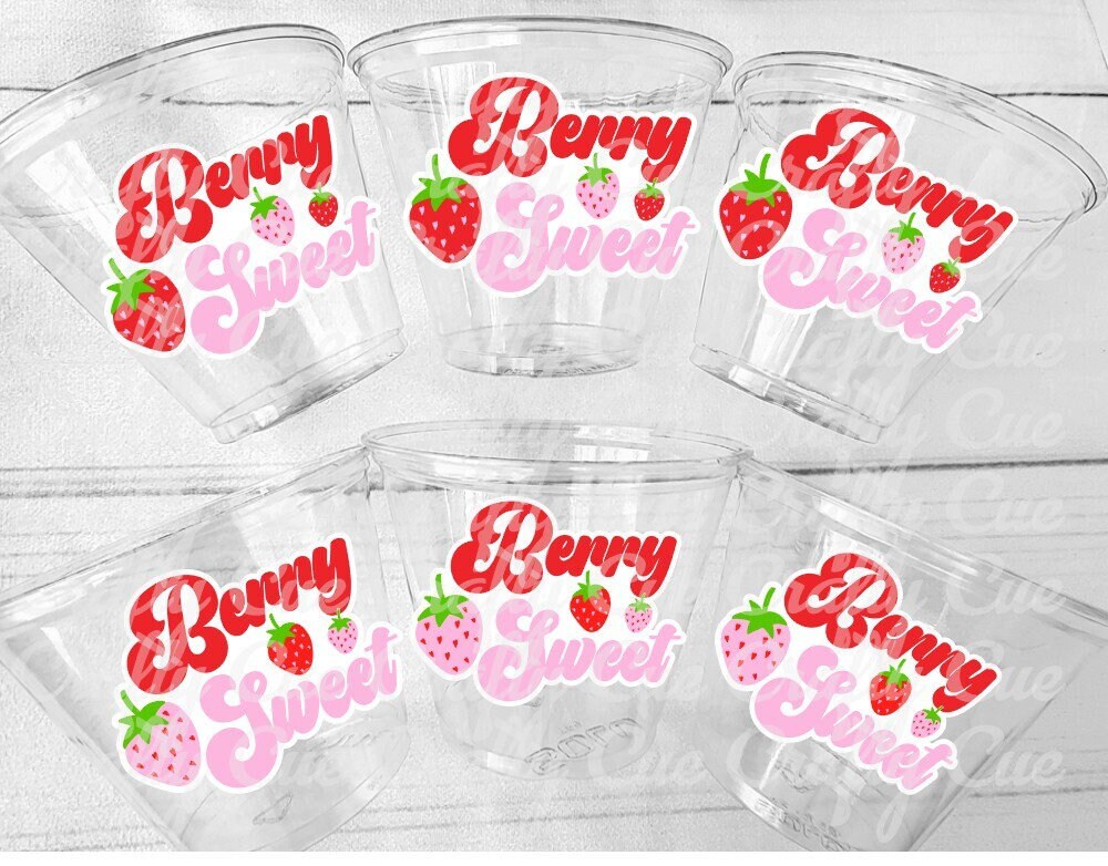 STRAWBERRY PARTY CUPS - Strawberry Birthday Cups Strawberry Cups First Birthday Strawberry Party Decorations Strawberry Baby Shower