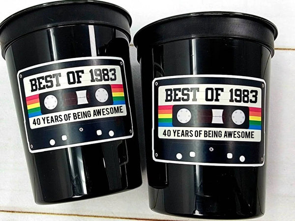 40th PARTY CUPS - Best of 1983 40th Birthday Party 40th Birthday Favors 40th Party Cups 40th Party Decorations 1983 Birthday Party Cups 80s
