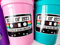 50th PARTY CUPS 50th Birthday Decoration 50th Party Favors 50th Party 50th Birthday Cassette Tape Party Best of 1973 Birthday Vintage 1973