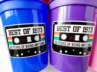 50th PARTY CUPS 50th Birthday Decoration 50th Party Favors 50th Party 50th Birthday Cassette Tape Party Best of 1973 Birthday Vintage 1973
