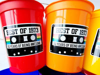 50th PARTY CUPS 50th Birthday Decoration 50th Party Favors 50th Party 50th Birthday Cassette Tape Party Best of 1973 Birthday Vintage 1973