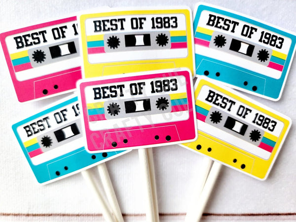 40th Birthday Party Cupcake Toppers - Cassette 40th Birthday Cupcake Toppers Best of 1983 Birthday Vintage 40th Birthday 40th Birthday Party