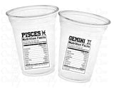 ZODIAC PARTY CUPS - Zodiac Sign Cups Astrology Sign Party Cups Zodiac Party Favors Cups Zodiac Nutrition facts Astrology Cups Horoscope Cups