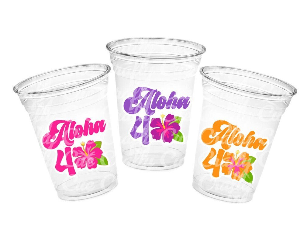 ALOHA 40th Birthday Party Cups Aloha 40th Party Cups Luau 40th Party Decoration Luau Party Supplies Luau Tropical Party Decorations Hawaii