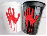 BLOODY HAND PRINT Cups Bloody Handprint Cups Halloween Party Cups Halloween Decorations Halloween Favors Halloween Party Favors Spooky Cups