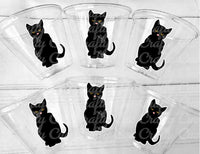 BLACK CAT CUPS Halloween Party Cups Halloween Decorations Halloween Birthday Halloween Party Spooky Party Cups Black Cat Decorations