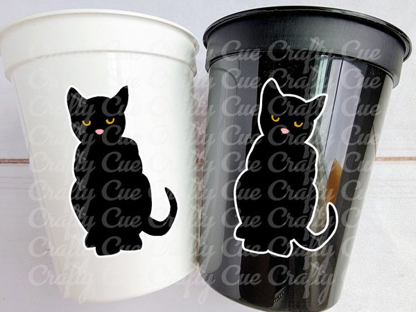 BLACK CAT CUPS Halloween Party Cups Halloween Decorations Halloween Birthday Halloween Party Spooky Party Cups Black Cat Decorations