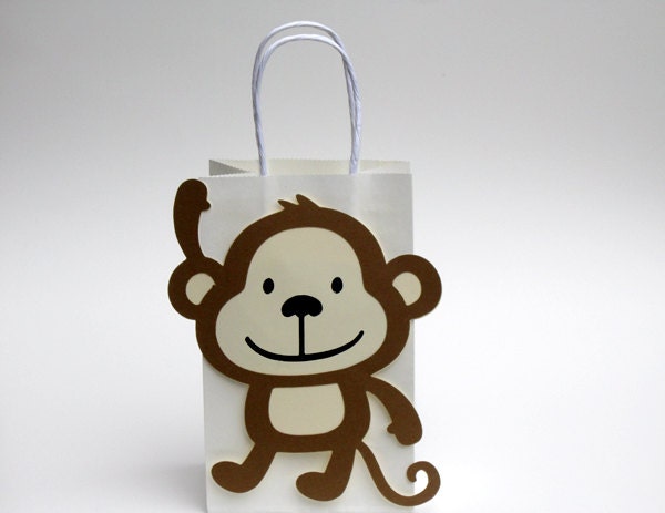 Monkey Party Favor, Goody, Gift Bags - Monkey Birthday, Monkey Baby Shower (48171057A)