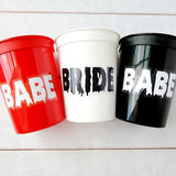 SPOOKY BACHELORETTE CUPS Spooky Bride and Babe Party Cups Halloween Bachelorette Party Cups Black Wedding Cups Bachelorette Party Favors