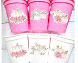 PINK PUMPKIN PARTY Cups - Reusable Pink Pumpkin Party Pink and Gold Pumpkin Cups Little Pumpkin Fall Baby Shower Pink Pumpkin Little Pumpkin