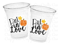 FALL IN LOVE Party Cups Thanksgiving Party Cups Thanksgiving Decorations Happy Thanksgiving Party Thanksgiving Party Favors Fall Party Favor