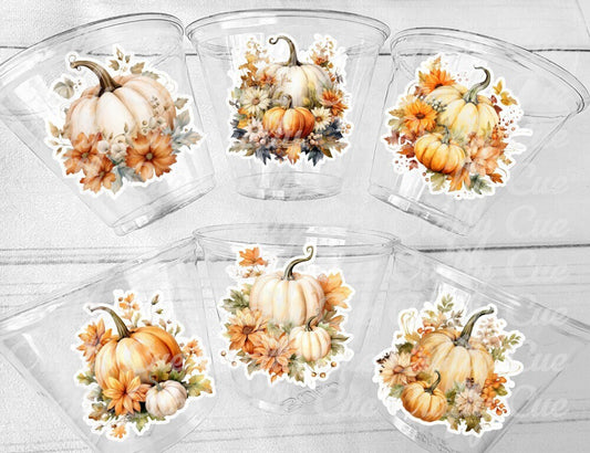 FALL PUMPKIN PARTY - Disposable Fall Pumpkin Party Little Pumpkin Fall Baby Shower Pink Pumpkin Fall Baby shower White Pumpkin Party Cups