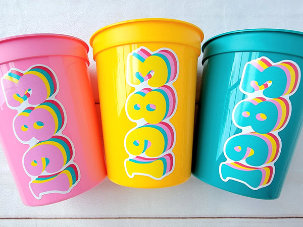 40th PARTY CUPS - Best of 1983 40th Birthday Party 40th Birthday Favors Vintate 1983 40th Party Decorations 1983 Birthday 80's Party Cups