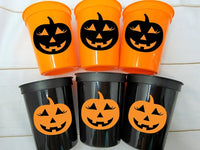 GIRL JACK O LANTERN Cups Halloween Party Cups Jack o Lantern Favors Halloween Party Cups Halloween Decorations Pumpkin Party Cups Girl