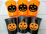 GIRL JACK O LANTERN Cups Halloween Party Cups Jack o Lantern Favors Halloween Party Cups Halloween Decorations Pumpkin Party Cups Girl
