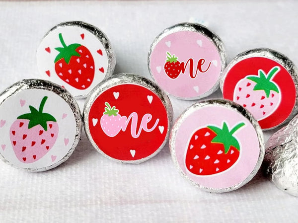 180 - STRAWBERRY ONE Favor Candy Stickers Strawberry Party Stickers Strawberry Birthday Strawberry Party Decoration 1st Birthday Berry Sweet