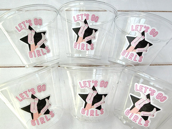 COWGIRL PARTY CUPS - Let's Go Girls Cowgirl Cups Cowgirl Party Decorations Decorations Cowgirl Bachelorette Favors Boots Cowgirl Boot Cups