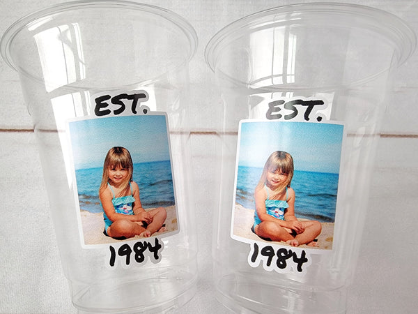 Est 1984 Custom Plastic Party Cups Personalized Birthday Custom Face Party Decorations Personalized 30th Birthday Cups Vintage 30 Cups 1984